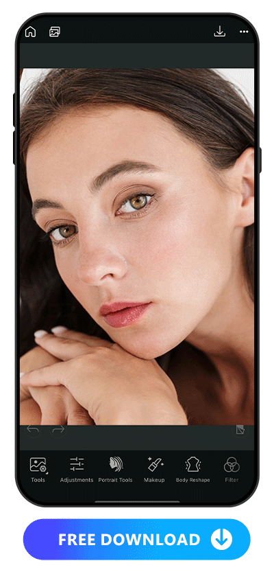 UI of PhotoDirector to put on eye makeup